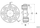 GIUNTO ELASTICO 8FBD - D. 120 mm - DIST. FORI 82,5 mm - SPESS. 50 mm - D. FORI 10,2 mm